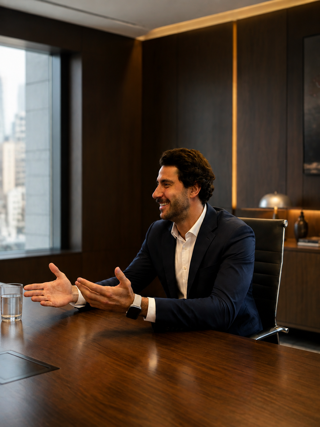 Tomás Mercuri, CEO da Mercuri Digitalmed, em reunião na sala de conselho do escritório