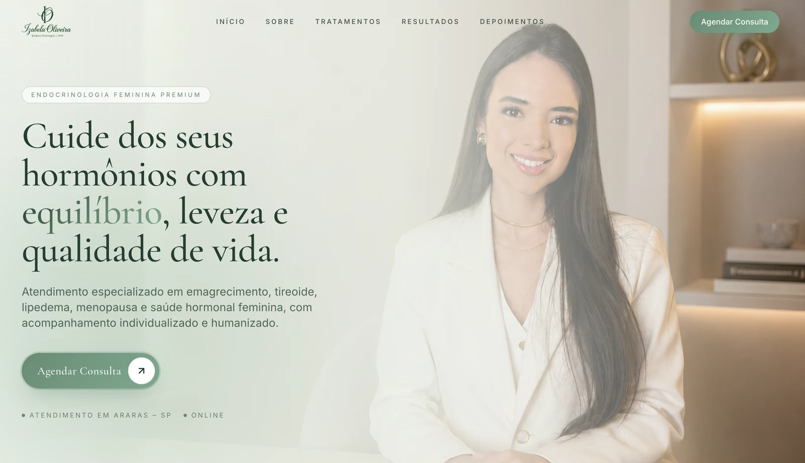Hero de site médico desenvolvido pela Mercuri — projeto 5 de 11