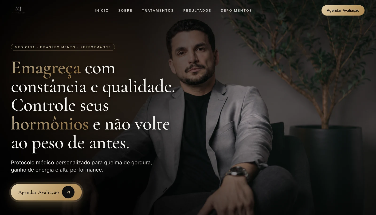 Hero de site médico desenvolvido pela Mercuri — projeto 8 de 11