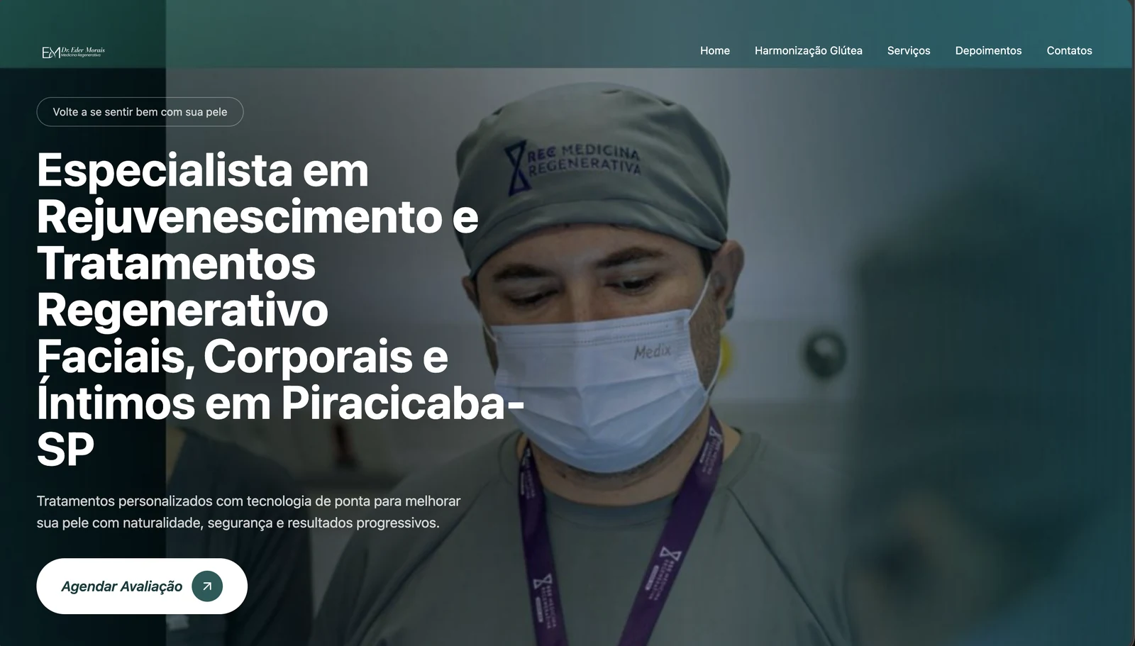 Hero de site médico desenvolvido pela Mercuri — projeto 1 de 11